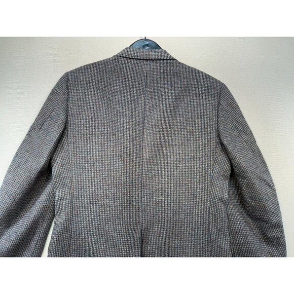 Vintage Oldsridge Holder-Reid Mens Wool Blazer Leather Buttons Gray Blue 42R - Picture 12 of 12
